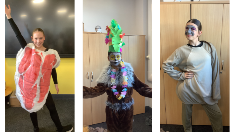 Cast members of Madagascar Jr school drama club performance