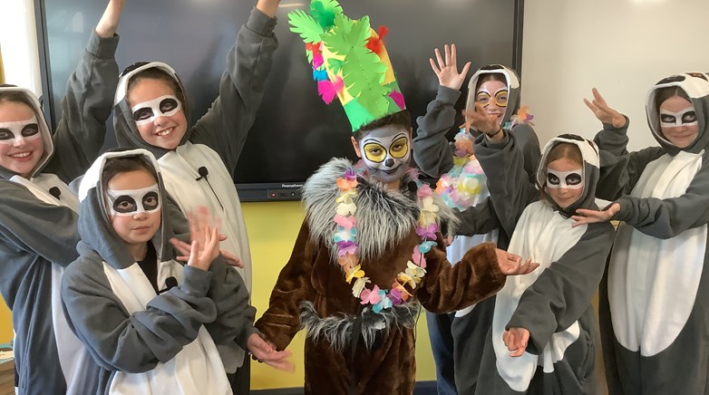 Images of the cast of Madagascar Jr school drama club performance