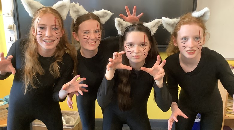Images of the cast of Madagascar Jr school drama club performance